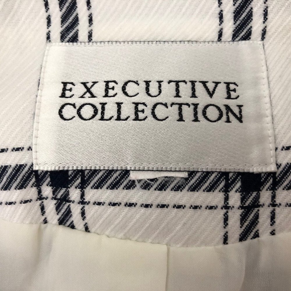 Executive Collection Womens Blazer Jacket Sz 14 White Blue Stripes Front Pockets - Picture 11 of 12
